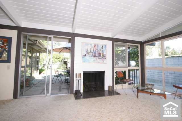 Mid-century fireplace wall