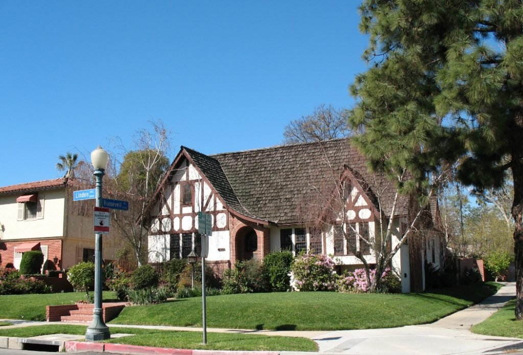 This half-timbered Tudor-influenced home is unusual for Bixby where mid century ranch style homes dominate.