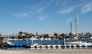 boats gondolas on Alamitos Bay Long Beach